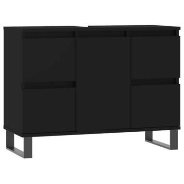 vidaXL - Zwart Wastafelonderkast - 1 deur 4 lades - Hout en ijzer - 80x33x60 cm product