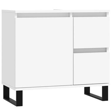 vidaXL - Wastafelonderkast met 2 lades - Wit - Bewerkt hout en ijzer - 65 cm product