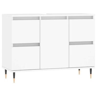 vidaXL - Wit Wastafelonderkast - 1 deur 4 lades - Bewerkt hout - 80x33x60 cm product