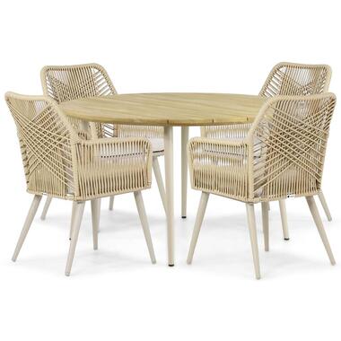 Tuinset 4 personen 130 cm Aluminium/rope Taupe Coco Vedra/Montana product