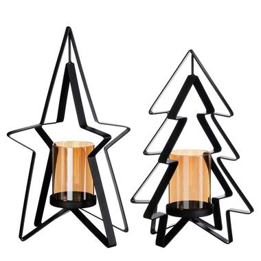 Mica Decorations Kerstkandelaar - Set van 2 - L20 x B11 x H32 cm product