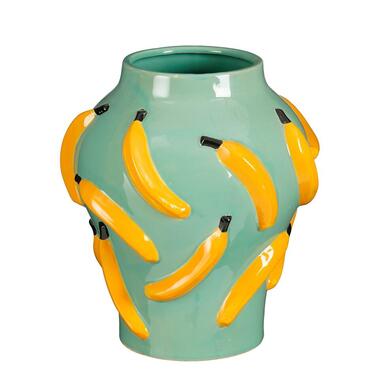 Mica Decorations Moza Vaas - H30 x Ø27 cm - Keramiek - Groen, Geel product