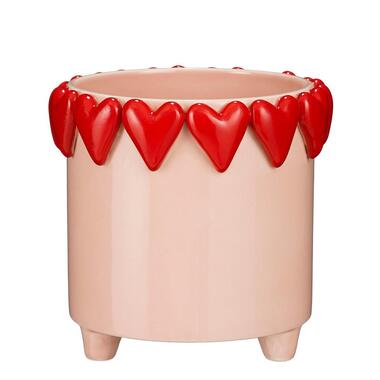 Mica Decorations Bloempot - H18 x Ø21 cm - Dolomiet - Roze, Rood product