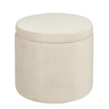 Mica Decorations Poef met Opbergruimte - H41 x Ø42 cm - Off-white product