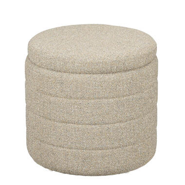 Mica Decorations Poef met Opbergruimte - H41 x Ø42 cm - Beige product