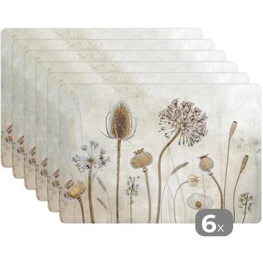 MuchoWow Placemat (6stuks) 45x30cm Bloemen Waterverf Stilleven product