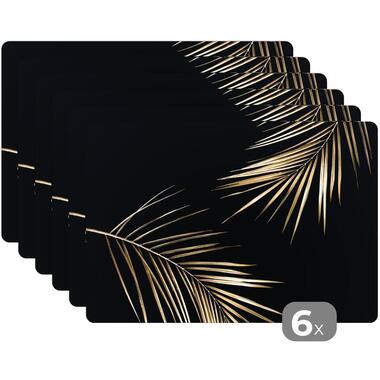 MuchoWow Placemat (6stuks) 45x30cm Bladeren Planten Goud Zwart product