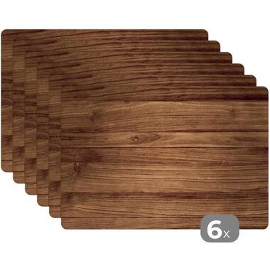 MuchoWow Placemat (6stuks) 45x30cm Houtlook Bruin product
