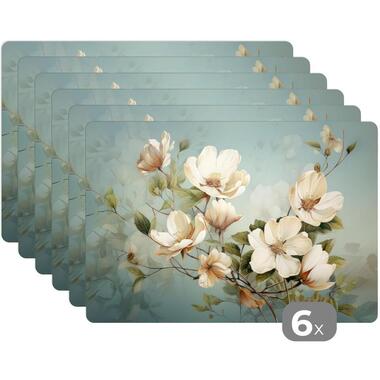 MuchoWow Placemat (6stuks) 45x30cm Bloemen Wit Natuur Vintage product