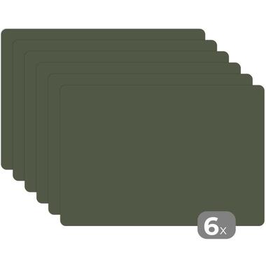 MuchoWow Placemat (6stuks) 45x30cm Groen Effen kleur Olijfgroen product