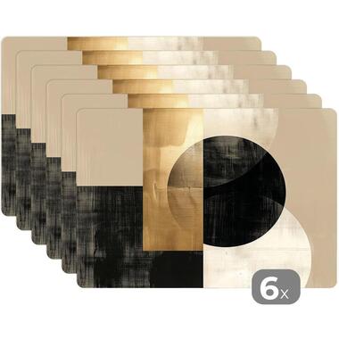 MuchoWow Placemat (6stuks) 45x30cm Abstract Modern Zwart Goud product