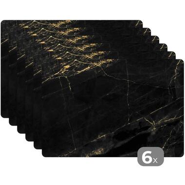 MuchoWow Placemat (6stuks) 45x30cm Marmer look Luxe Zwart Goud product