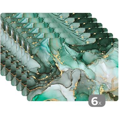 MuchoWow Placemat (6stuks) 45x30cm Goud Marmer Groen Luxe product