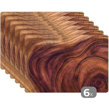 MuchoWow Placemat (6stuks) 45x30cm Gladde hout structuur gemaakt product