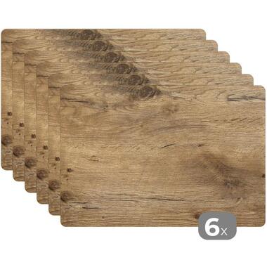 MuchoWow Placemat (6stuks) 45x30cm Hout Bruin Houtlook product