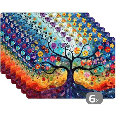 MuchoWow Placemat (6stuks) 45x30cm Boom Kleurrijk Bloemen product