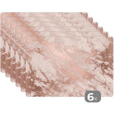 MuchoWow Placemat (6stuks) 45x30cm Marmer Roze Luxe Marmerlook product