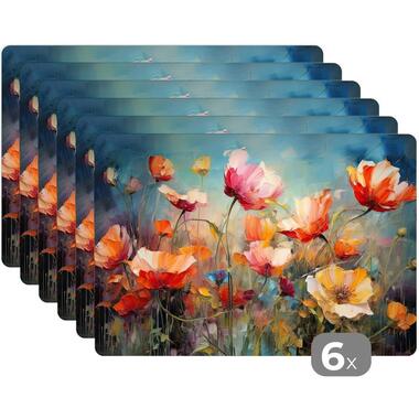 MuchoWow Placemat (6stuks) 45x30cm Bloemen Watercolor Kunst product