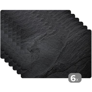 MuchoWow Placemat (6stuks) 45x30cm Beton Zwart Industrieel product