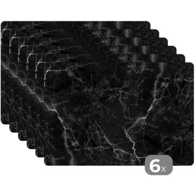 MuchoWow Placemat (6stuks) 45x30cm Marmer look Luxe Zwart product