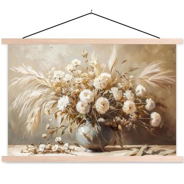 MuchoWow - Schoolplaat/ wandhanger - Bloemen - Vaas - Stilleven - Beig product