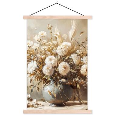 MuchoWow - Schoolplaat/ wandhanger - Bloemen - Vaas - Stilleven - Beig product