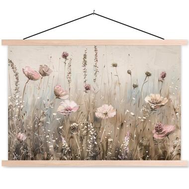 MuchoWow - Schoolplaat/ wandhanger - Bloemen - Roze - Modern - Beige - product