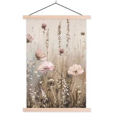 MuchoWow - Schoolplaat/ wandhanger - Bloemen - Roze - Modern - Beige - product