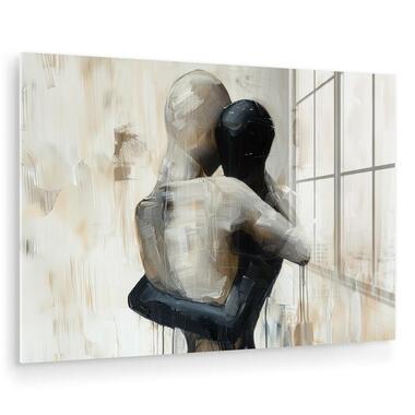 MuchoWow Glasschilderij 90x60cm Abstract Liefde Zwart wit product