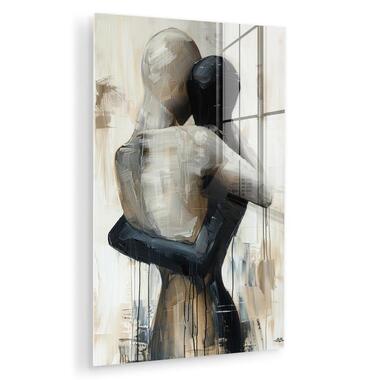 MuchoWow Glasschilderij 60x90cm Abstract Liefde Zwart wit product