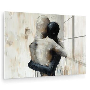 MuchoWow Glasschilderij 60x40cm Abstract Liefde Zwart wit product