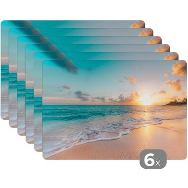 MuchoWow Placemat (6stuks) 45x30cm Zonsondergang Strand Zee product