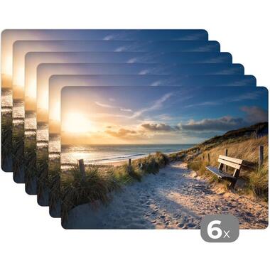 MuchoWow Placemat (6stuks) 45x30cm Zonsondergang Strand Duin product