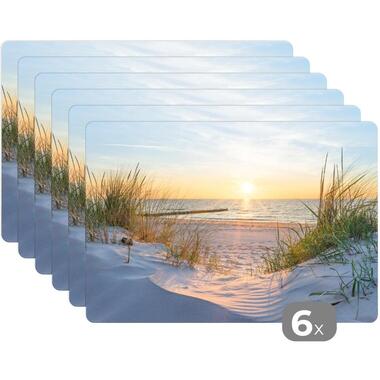 MuchoWow Placemat (6stuks) 45x30cm Strand Zon Duin Gras Zand product