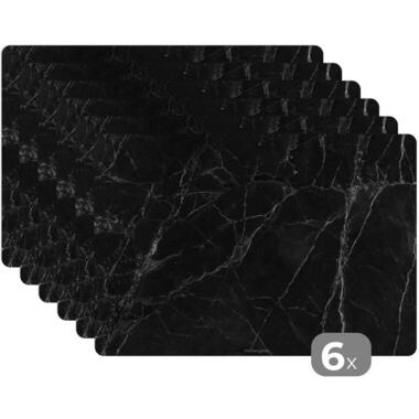 MuchoWow Placemat (6stuks) 45x30cm Zwart Marmer product