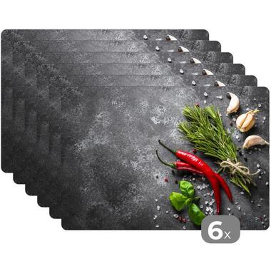 MuchoWow Placemat (6stuks) 45x30cm Peper Kruiden Specerijen product