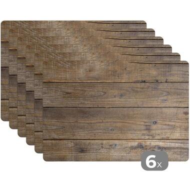 MuchoWow Placemat (6stuks) 45x30cm Planken van hout met een product