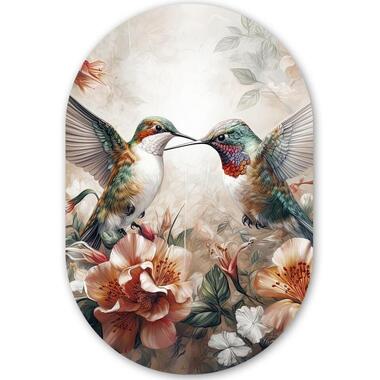 MuchoWow Wand decoratie 80x120cm Kolibrie Vogels Bloemen product