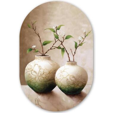 MuchoWow Wand decoratie 80x120cm Bloemen Vaas Wit Botanisch product