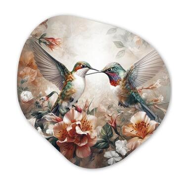 MuchoWow Wand decoratie 40x40cm Kolibrie Vogels Bloemen product