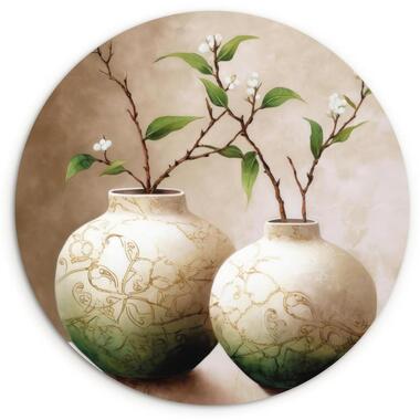MuchoWow Wand decoratie 120x120cm Bloemen Vaas Wit Botanisch product