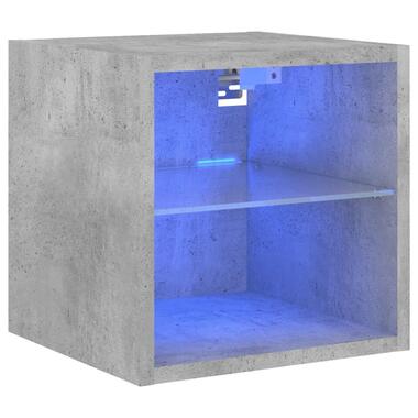 vidaXL - Zwevend LED TV-meubel glas legplank - Betongrijs - 30x28.5x30 cm product