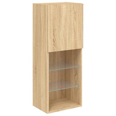 vidaXL - Zwevend LED TV-meubel 2 glas legplanken - Sonoma eiken - 40.5x30x102 cm product