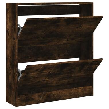 vidaXL - Schoenenkast met 2 kleppen - Gerookt eiken - Hout - 80x21x87.5 cm product