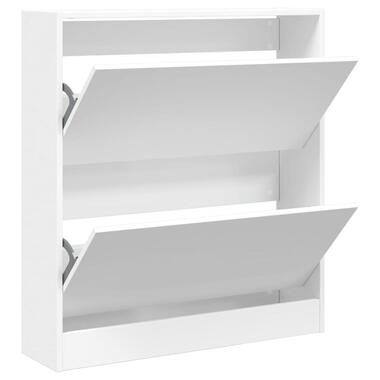 vidaXL - Schoenenkast met 2 kleppen - Wit - Bewerkt hout - 80x21x87.5 cm product