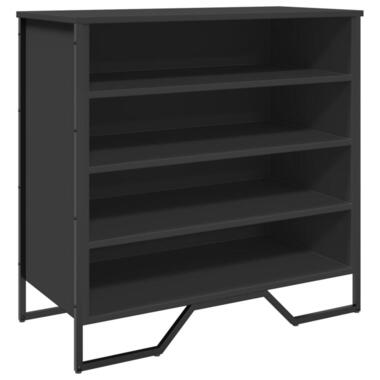 vidaXL - Zwart Schoenenkast met 4 vakken - Bewerkt hout en metaal - 80x38x78 cm product