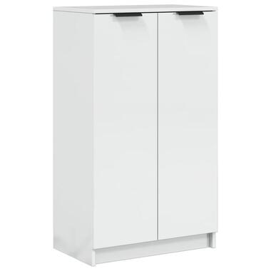 vidaXL - Schoenenkast met 2 deuren - Hoogglans wit - Hout - 59x35x100.5 cm product