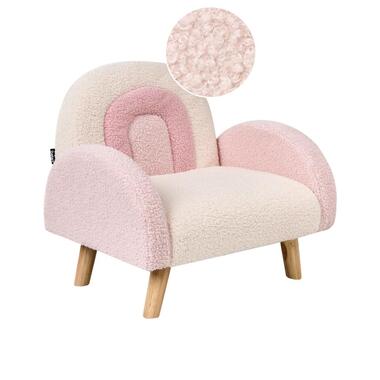 OMBO - Kinderfauteuil - Pastelroze - Bouclé