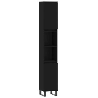 vidaXL - Kolomkast met 2 deuren 2 vakken - Zwart - Hout en ijzer - 30x30x190 cm product