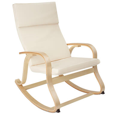 tectake Schommelstoel Roca van berkenhout 150kg, Beige product